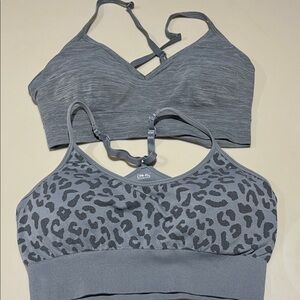 Gray Leopard and Heathered Gray Seamless Bralette Set - Women Intimates